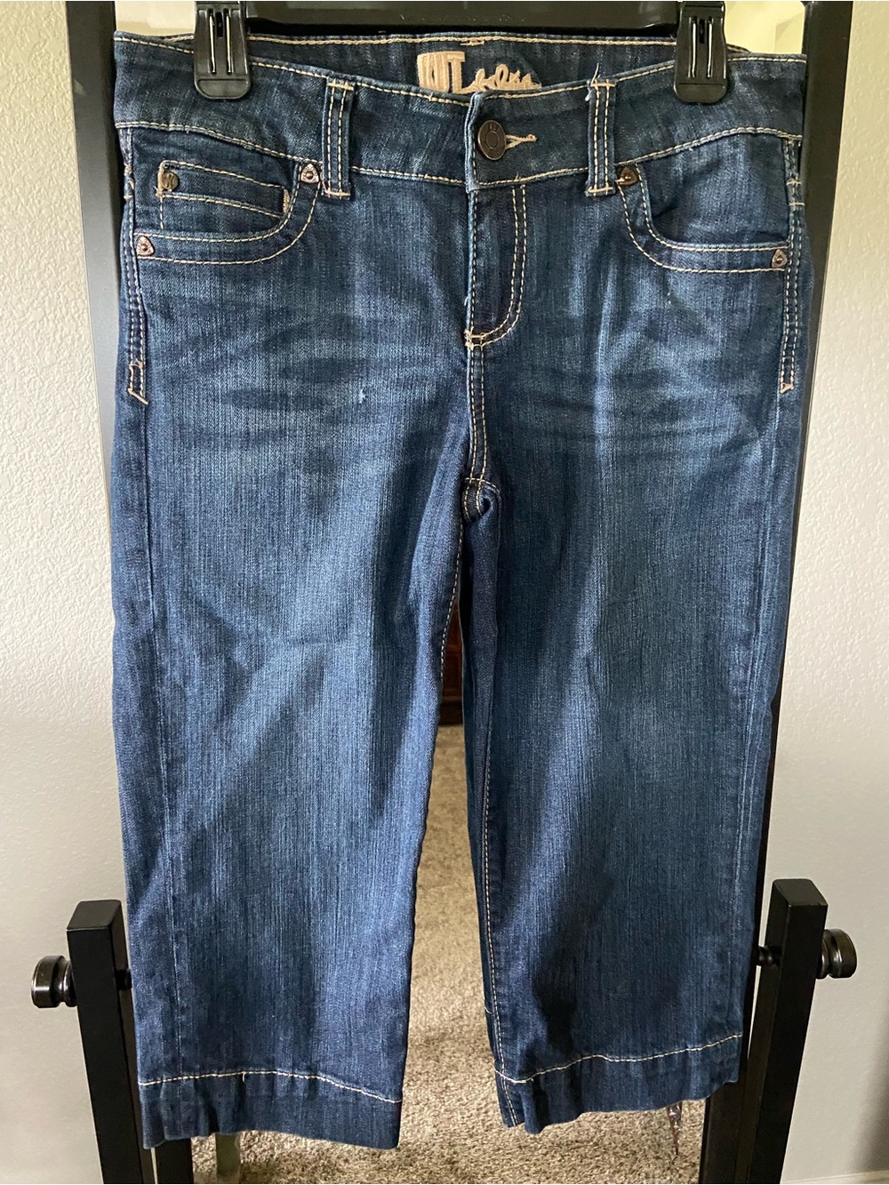 Kut from the Kloth Dark Blue Wide Leg Cropped Jeans
